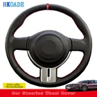 DIY сшитый вручную черный мягкий чехол рулевого колеса автомобиля из искусственной кожи для Toyota 86 2012-2015 для Subaru BRZ 2012-2015