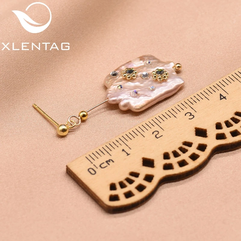 XlentAg Винтажные серьги в стиле барокко с розовым жемчугом висячие для женщин и