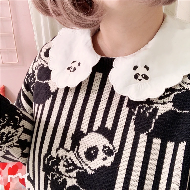 Ресторан панда супер милые хлопковые женская блузка белая Повседневная рубашка