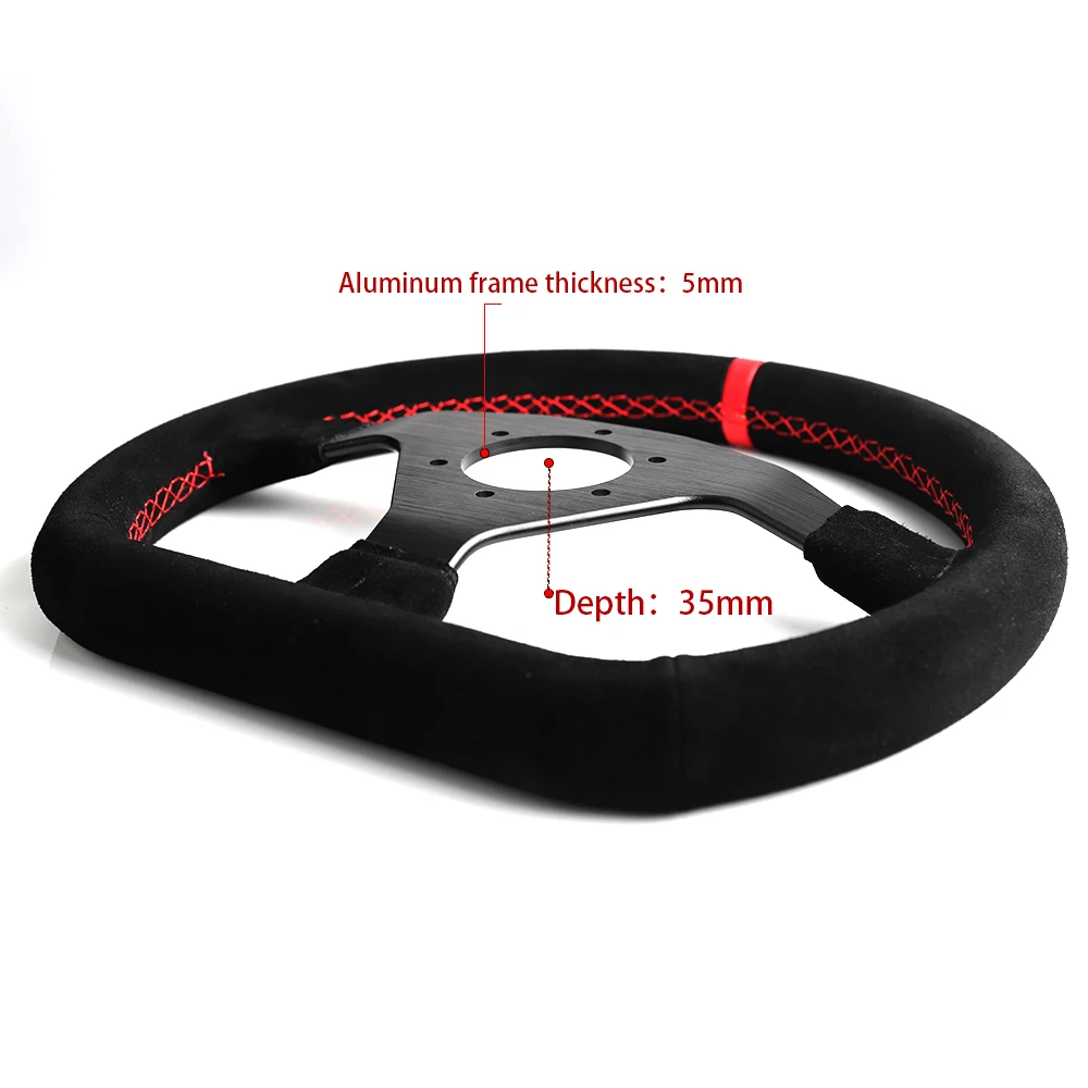 Руль гоночный Дрифт натуральная/замша кожа красный стежок руль плоский