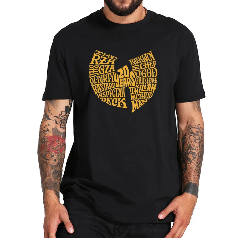 Футболка с логотипом группы Wu Tang Clan топы креативным дизайном в стиле хип хоп