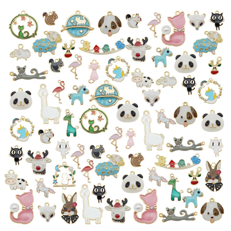 

Julie Wang 20PCS Enamel Animal Charms Random Mixed Cat Bird Unicorn Squirrel Alloy Pendent Jewelry Making Accessory