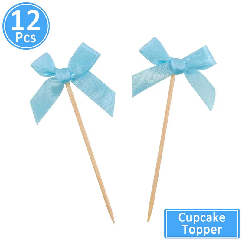 12pcs bow toppers 3 года с днем рождения воздушные шары вечерние украшения 3rd я три баннер для мальчиков третий день рождения поставки - Цвет: 12pcs bow toppers