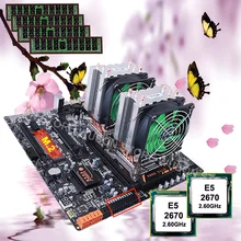 HUANANZHI X79-4D Motherboard Combo Dual LGA2011 CPU Socket 2 Processors Xeon E5 2670 2.6GHz with Coolers 4*8G RAM 32G REG ECC