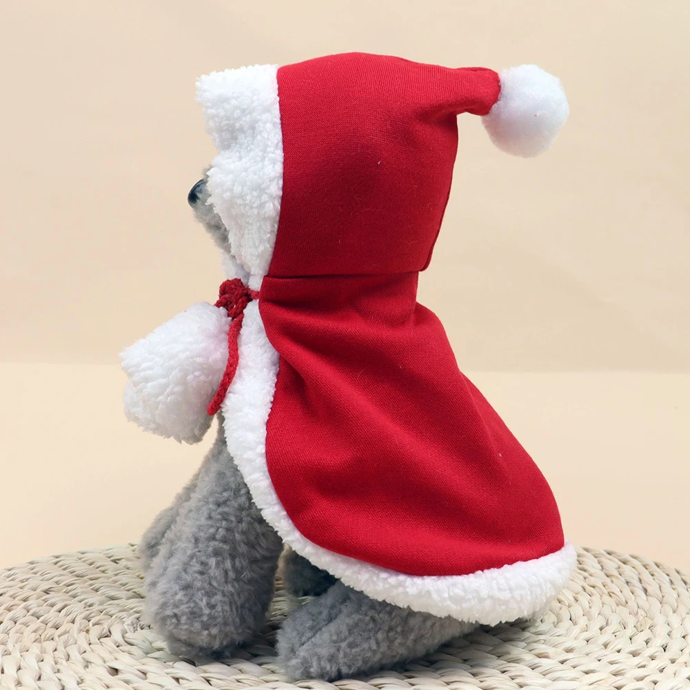 2022 Christmas Cat Puppy Santa Hat Cloak Pet Cosplay Costume Funny Dog Mantle Pet Vest Shirt Xmas Kitten Clothing Featival Suit