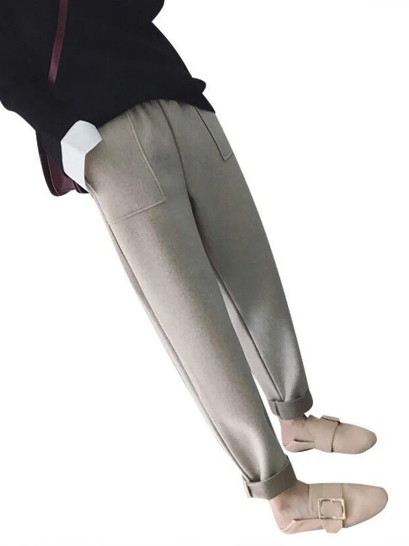 2021 Весна Толстая Женская Штаны-шаровары шерстяные осень-зима брюки для женщин в