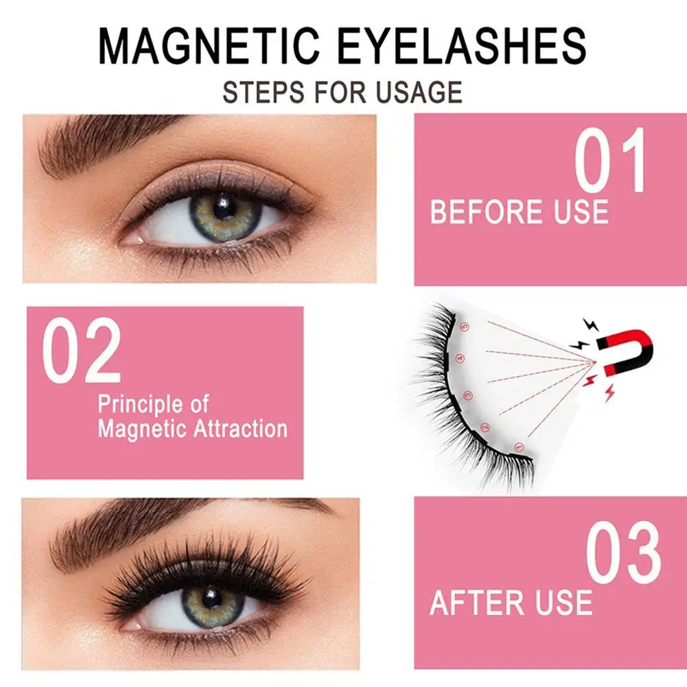 3D Magnetic Eyelashes and Eyeliner Set Natural Long False Mink Magnetic Lashes Wholesale In Bulk Reusable Beauty Make Up Tool