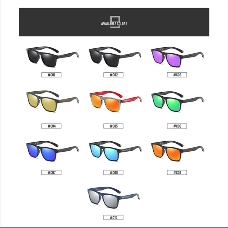 Мужские солнцезащитные очки DUBERY поляризационные черные квадратные 10 цветов