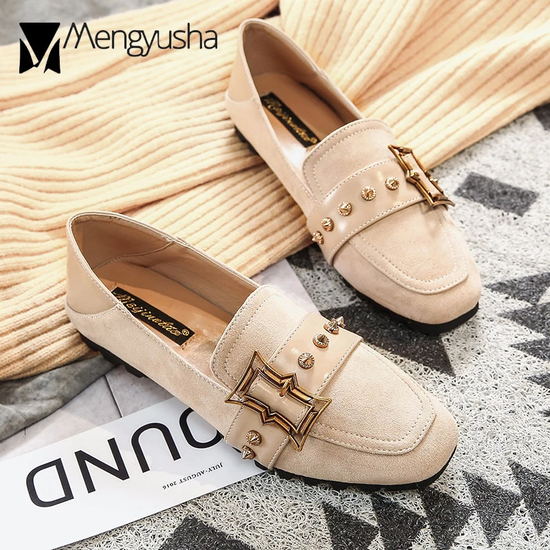 Мокасины женские розовые с квадратным носком брендовые туфли гвоздики на