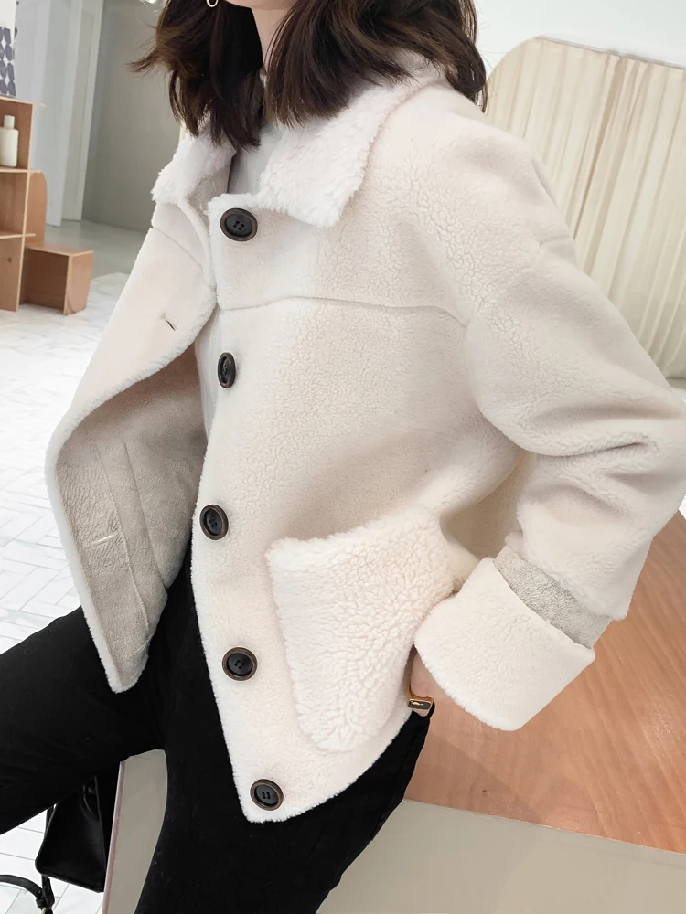 MUMUZI Women's Fur Coat Faux Sheepskin Fur Jackets Thick Warm Fake Fleece Parkas Ladies Winter Thermal Outerwear Teddy Bear Coat