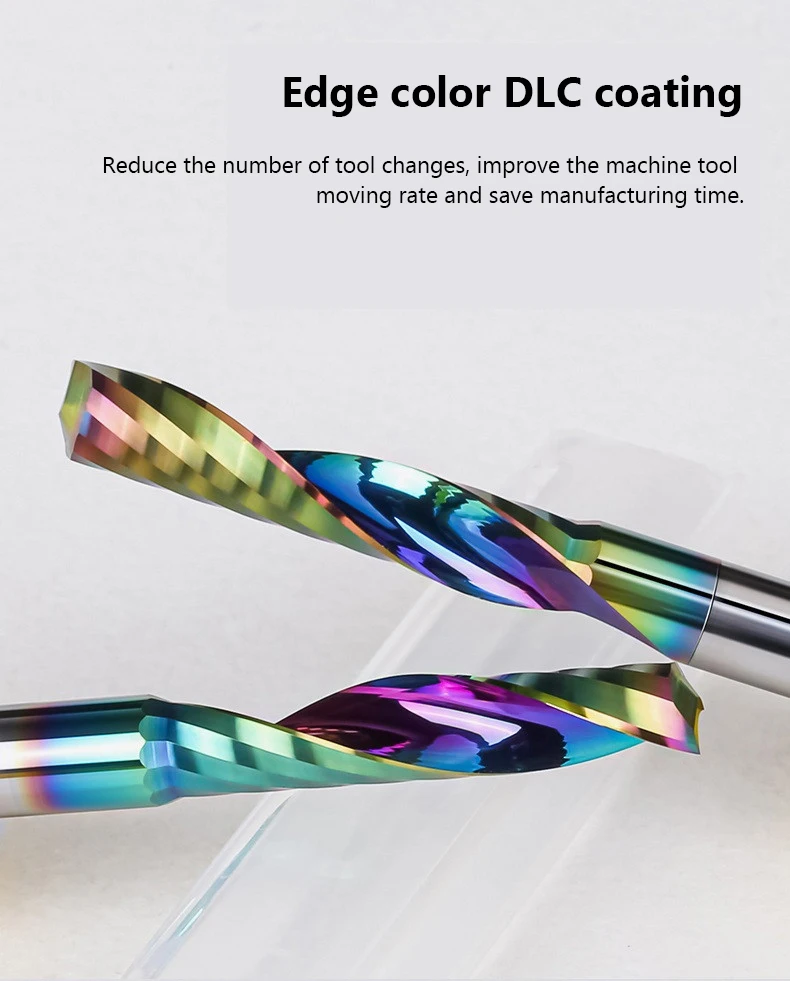 Твердосплавная Концевая фреза с цветным покрытием спиральная одной канавкой для