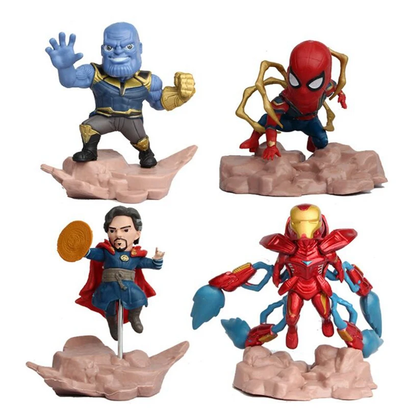 Мстители супергерой Человек паук мини фигурка Железный человек из ПВХ модель