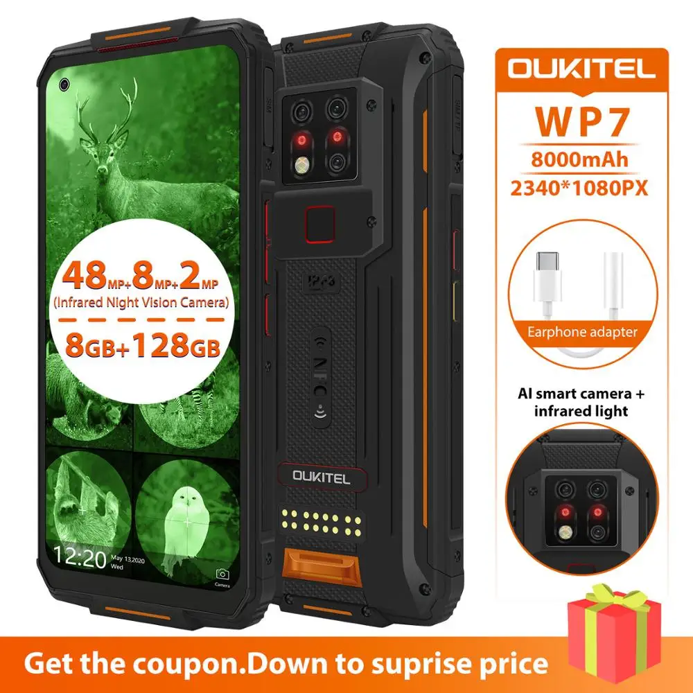 Смартфон OUKITEL WP7 защищенный Ip68 8 + 128 ГБ 8000 мА · ч 48 МП | Мобильные телефоны и