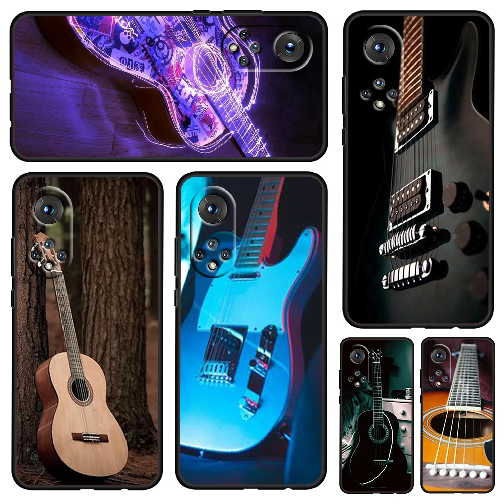 

Cool Guitar Strings Guitarist for Honor Magic Play 3 5T Pro X20 50 SE V30 5G 30i 10X 30S 9A 9C 20S V20 Soft Black Phone Case
