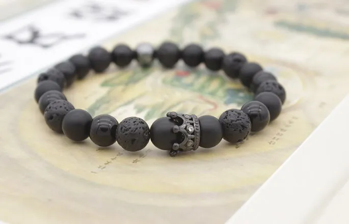 

8 мм xy4234 Регулируемый Шарм Циркон фианит черный вулканическая лава браслет камень бисера эфирные масла диффузор для женщин и мужчин подарок