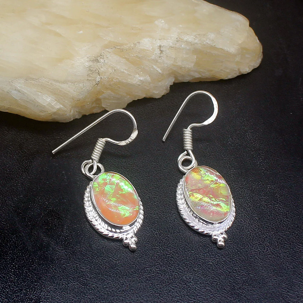 

Gemstonefactory Big Promotion 925 Silver Simple Design Handmade Dichroic Glass Women Ladies Gifts Dangle Drop Earrings 20212389