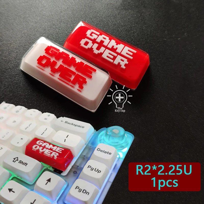 

R2*2.25U Key Cap Custom Mechanical Keyboard Gameover Game End Return Resin Personality Transparent Pixel Keycap For Super Mary