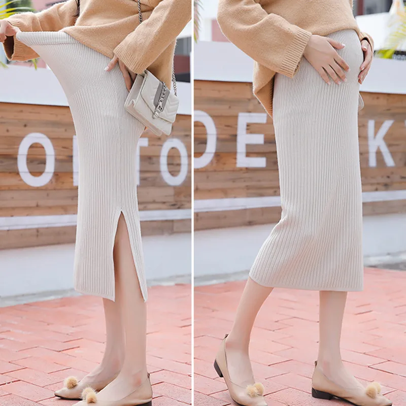 

Elastic Waist Belly Maternity Skirts Pregnancy Clothes for Pregnant Women Autumn Charming Knitted fashion Skirts