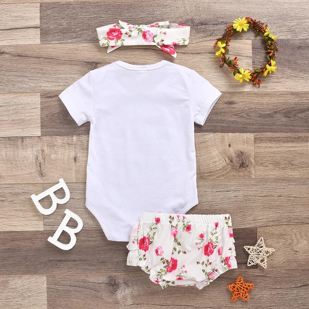 

Baby Girl RabbitOutfit Baby Girl Clothing Sets Bunny Romper Floral Shorts Outfits Clothes Summer Short Sleeve Baby Girl Clothes