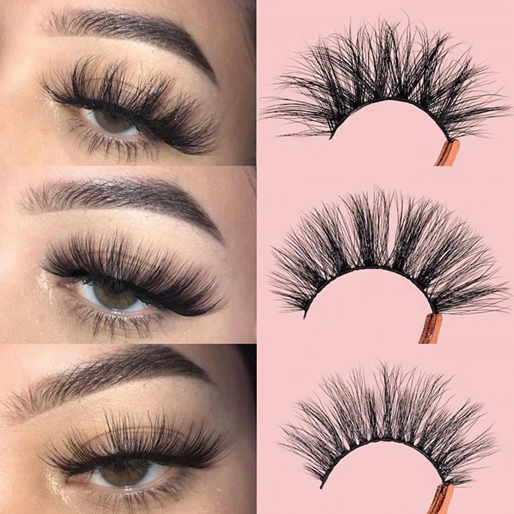 

eyes dancing 3 Pairs 3D Mink Lashes with Tweezers Natural Cross Flase Eye Lashes Long Volume eyelashes Extension Fake Eyelash