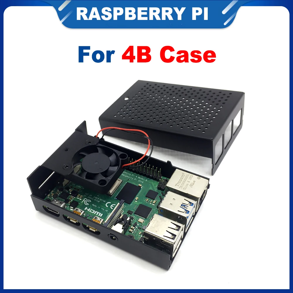 

Чехол для Raspberry Pi 4B ITINIT R59 из алюминиевого сплава с вентиляторами, металлический корпус для Raspberry Pi 4, Модель B, чехол