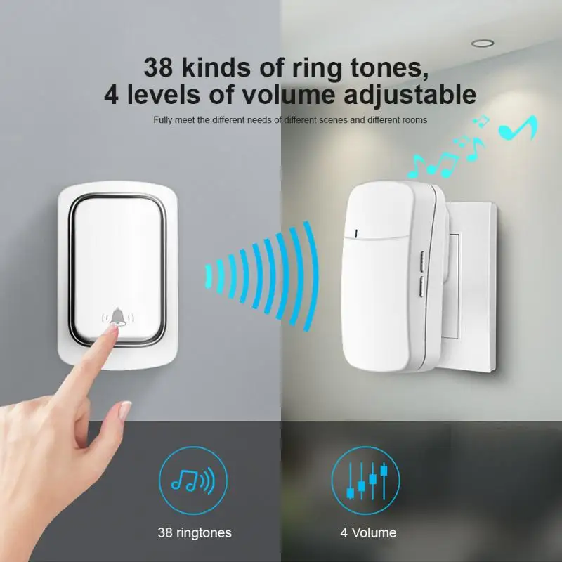 

Wireless Doorbell Welcome Bell Intelligent Home Door Bell Alarm 38 Songs Smart Doorbell Wireless Bell Waterproof Button Receiver