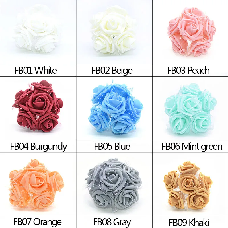 30 шт 4 см ПЭ пена Роза из искусственного шелка Цветок букет для дома DIY венки