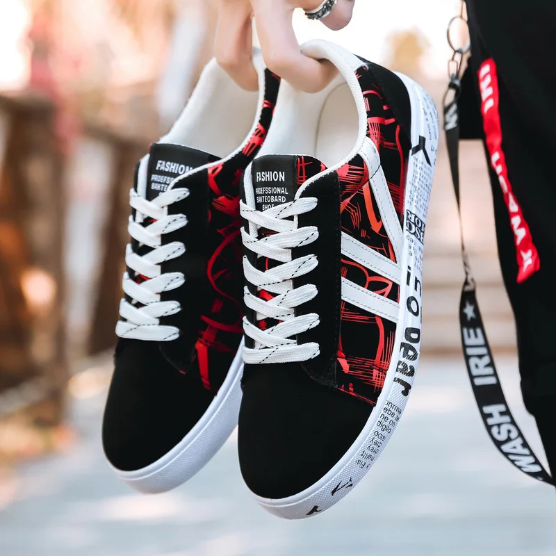 Мужская повседневная парусиновая обувь Модные летние кроссовки с принтом