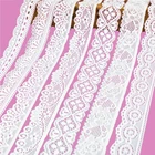 Эластичная кружевная ткань белого цвета, 5 ярдовпартия, украшение лентами нижнее белье, кружевная отделка, вышивка для шитья, эластичная африканская кружевная ткань