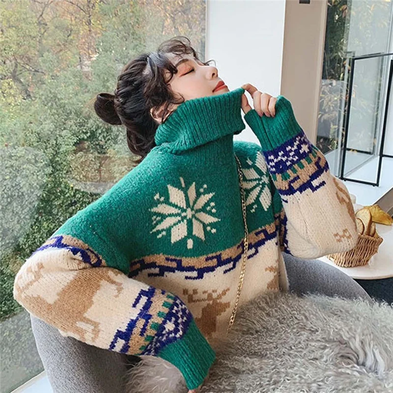 Рождественский женский свитер 2019 пуловер с принтом лося свитера осенне-зимние