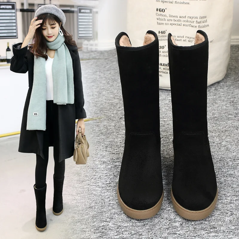 

Женские зимние ботинки, теплые ботинки средней длины с бархатной подкладкой, Корейская версия