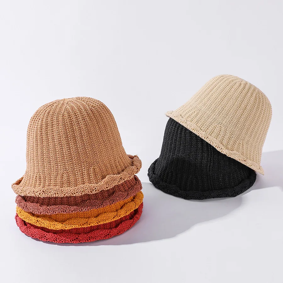 

COKK Bucket Hat Women Spring Summer Sunshade Solid Color Sunhat Korea 2021 New
