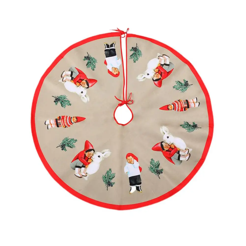 

Christmas Tree Supplies Coffee Color Short Velvet Cute Boy Girl Print Christmas Tree Skirt Christmas Tree Decoration