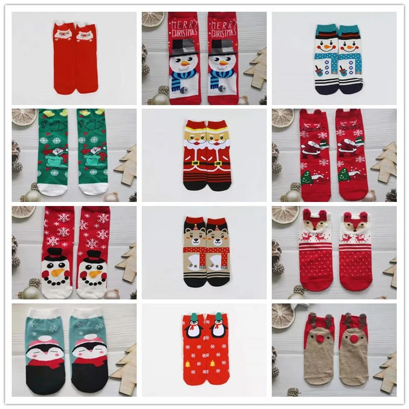 

Рождественские носки, хлопок, зима, милый олень, Санта-Клаус, снеговик, мультяшный принт, Рождество, носки декоративные 2022, рождественские по...