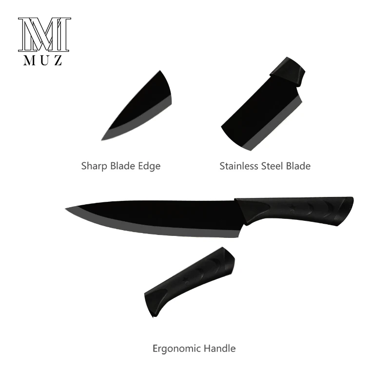 Набор кухонных ножей из нержавеющей стали 1/6 шт. модные ножи шеф повара черной с