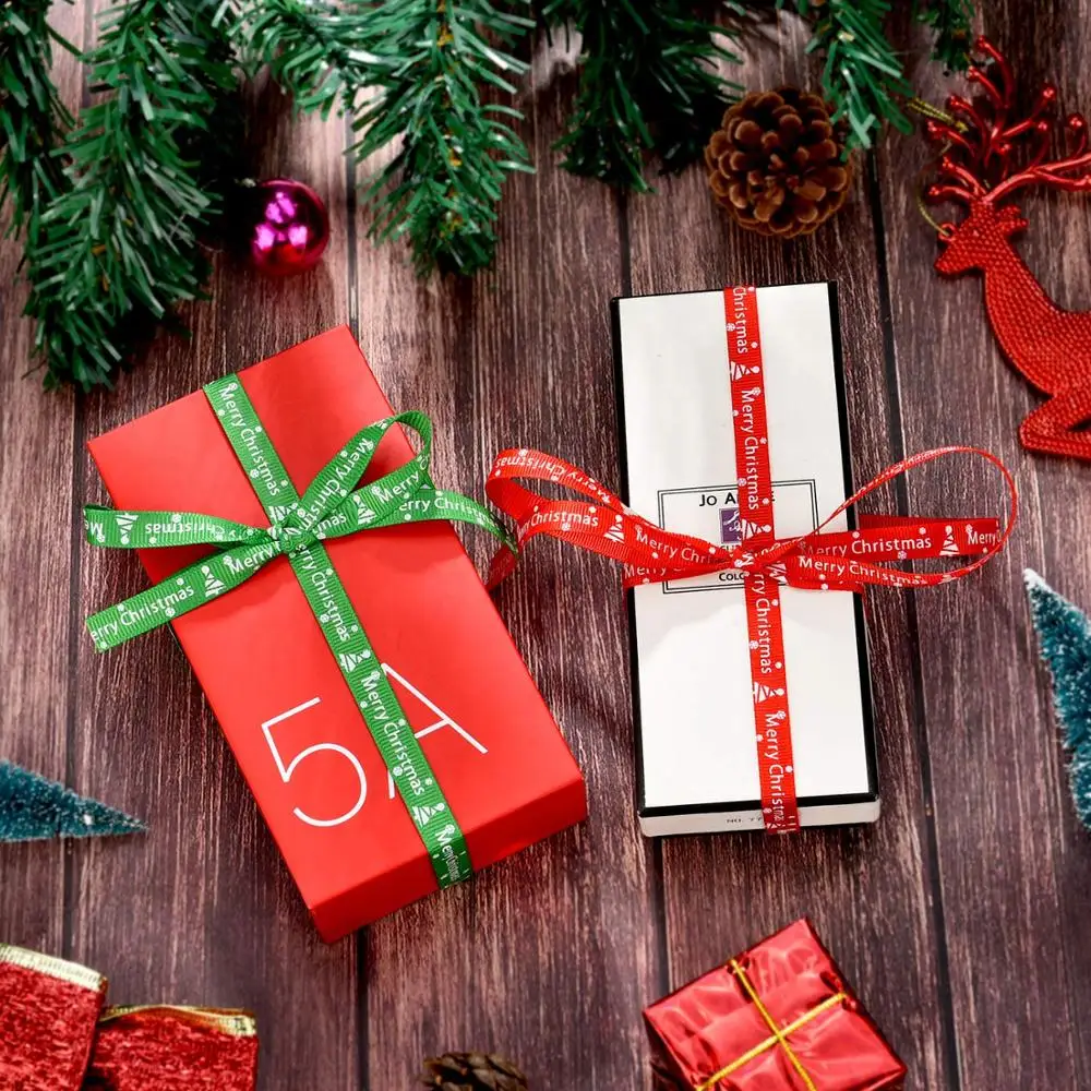 22 метра Рождественская лента Напечатанная С Рождеством для подарочной упаковки