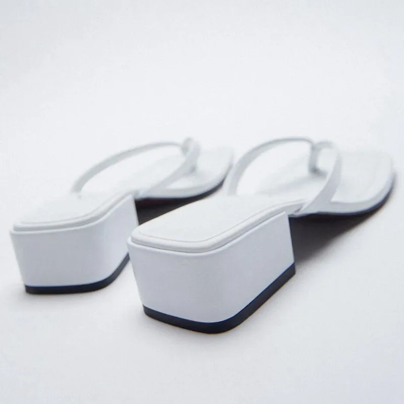 

Shoes Square heel Womens Slippers Outdoor Rubber Flip Flops Slides Med Beige Heeled Sandals Pantofle Block Hawaiian Summer Black