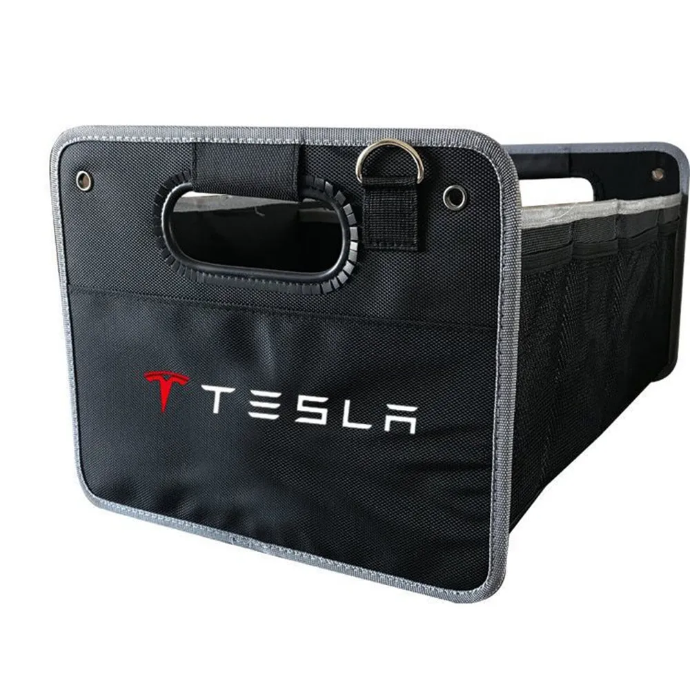 Offerte 1X Scatola Baule Posteriore Per Tesla Modello S Modello 3 Modello X Pieghevole Organizer Di Grande Capacità Accessori Auto Scatola Portaoggetti