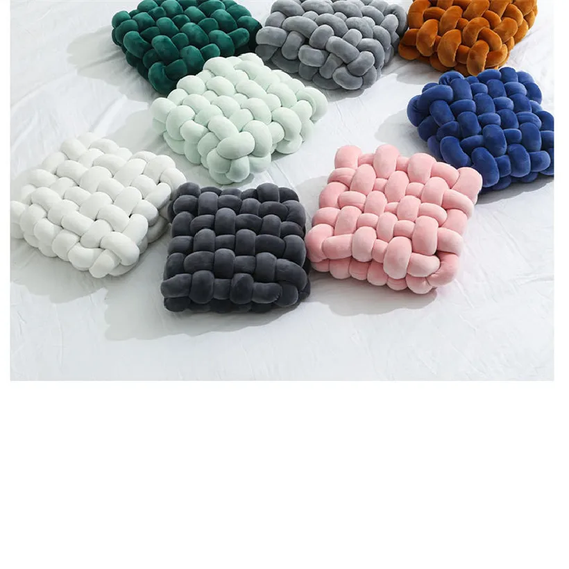 

Throw Pillow Nordic Home Decor Plush Sofa Bedding Cushion Pillow 30*33*12cm Round Handmade Weave Baby Pillow Kid Room Decoration