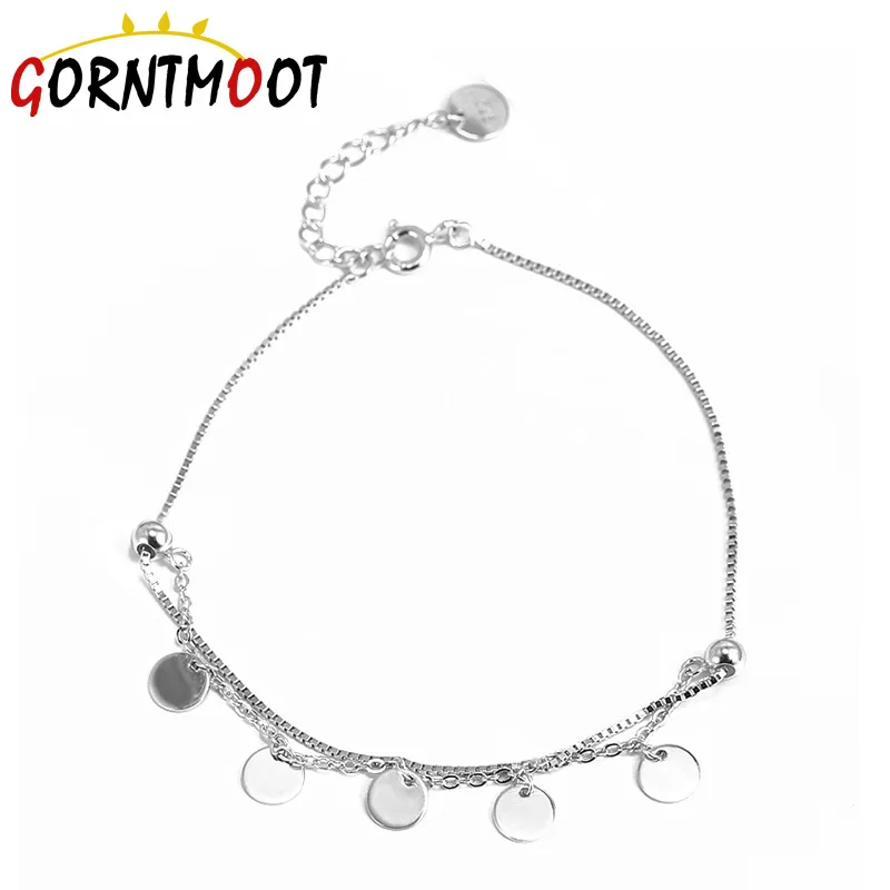 Браслет на ногу женский из серебра 925 пробы с кисточками круглые амулетные