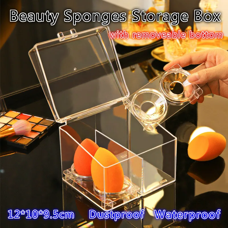 

Dustproof Beauty Sponges Storage Box Waterproof Blending Egg Organizer Makeup Swab Holder Cosmetic Cotton Pad Case for Lipstick