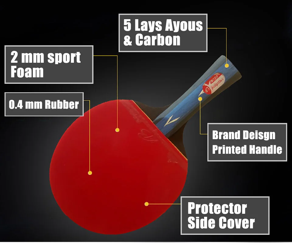 Профессиональная ракетка для настольного тенниса из углеродного волокна 1 шт.