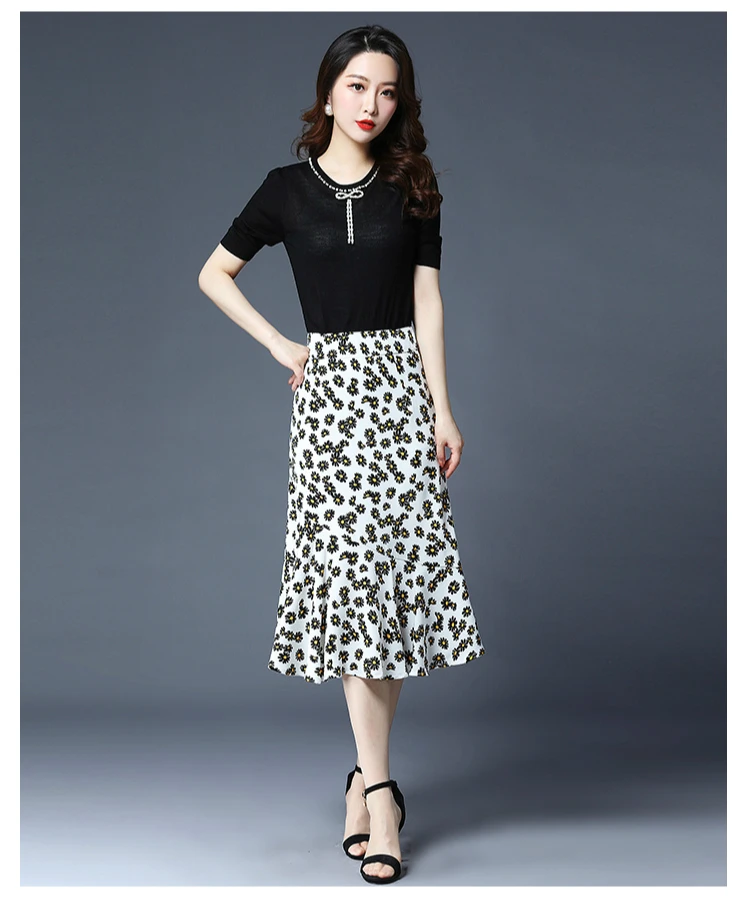 

Женская Офисная шифоновая юбка с принтом, летняя одежда размера плюс, 2020