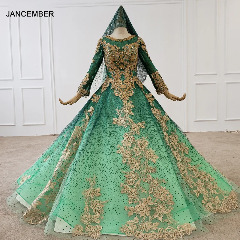 HTL1263 мусульманское свадебное платье на шнуровке с золотыми блестками аппликации