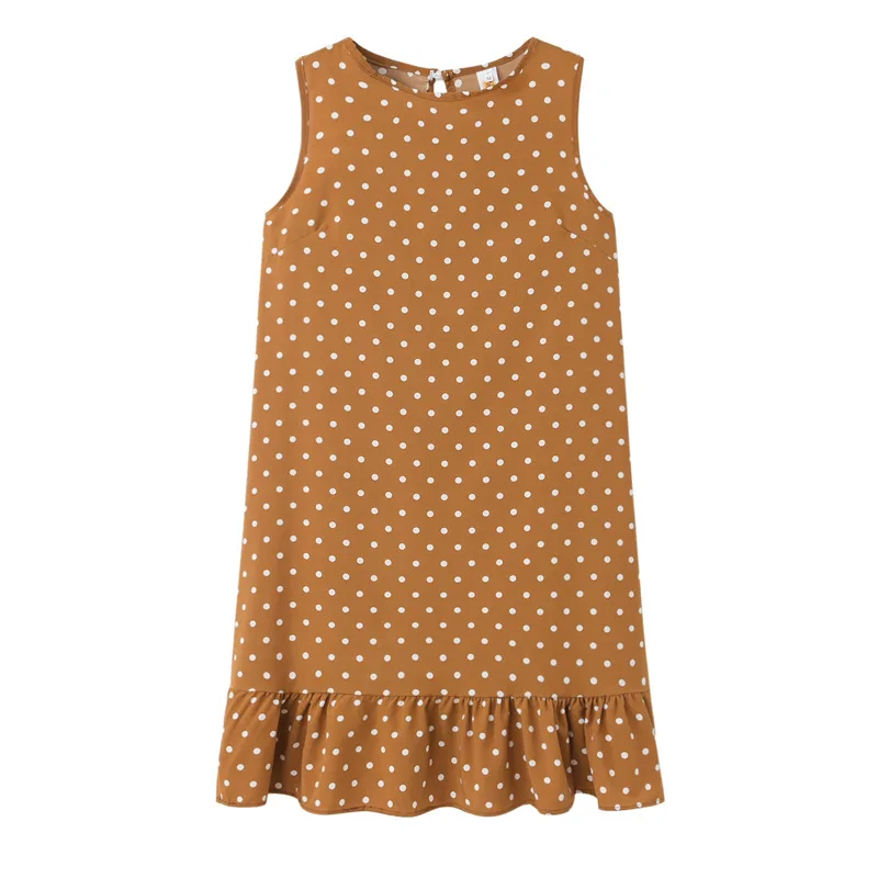

2021 spring and summer new style European and American print wave dot ruffled beach holiday sleeveless dress women