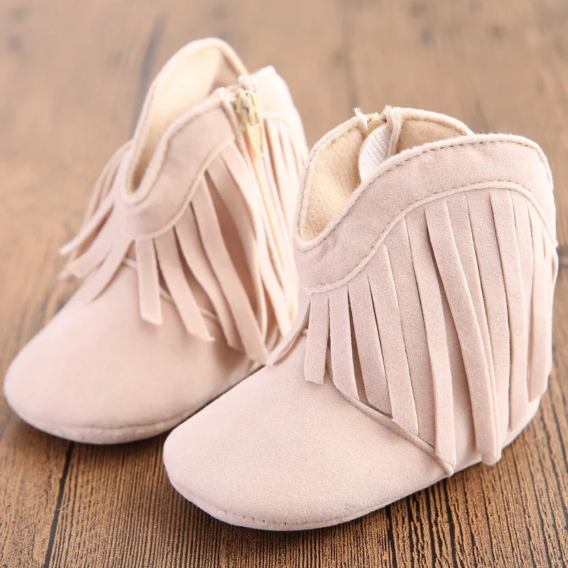 

Moccasin Moccs Newborn Baby Girl Boy Kids Prewalker Solid Fringe Shoes Infant Toddler Soft Soled Anti-slip Boots Booties 0-1Yea