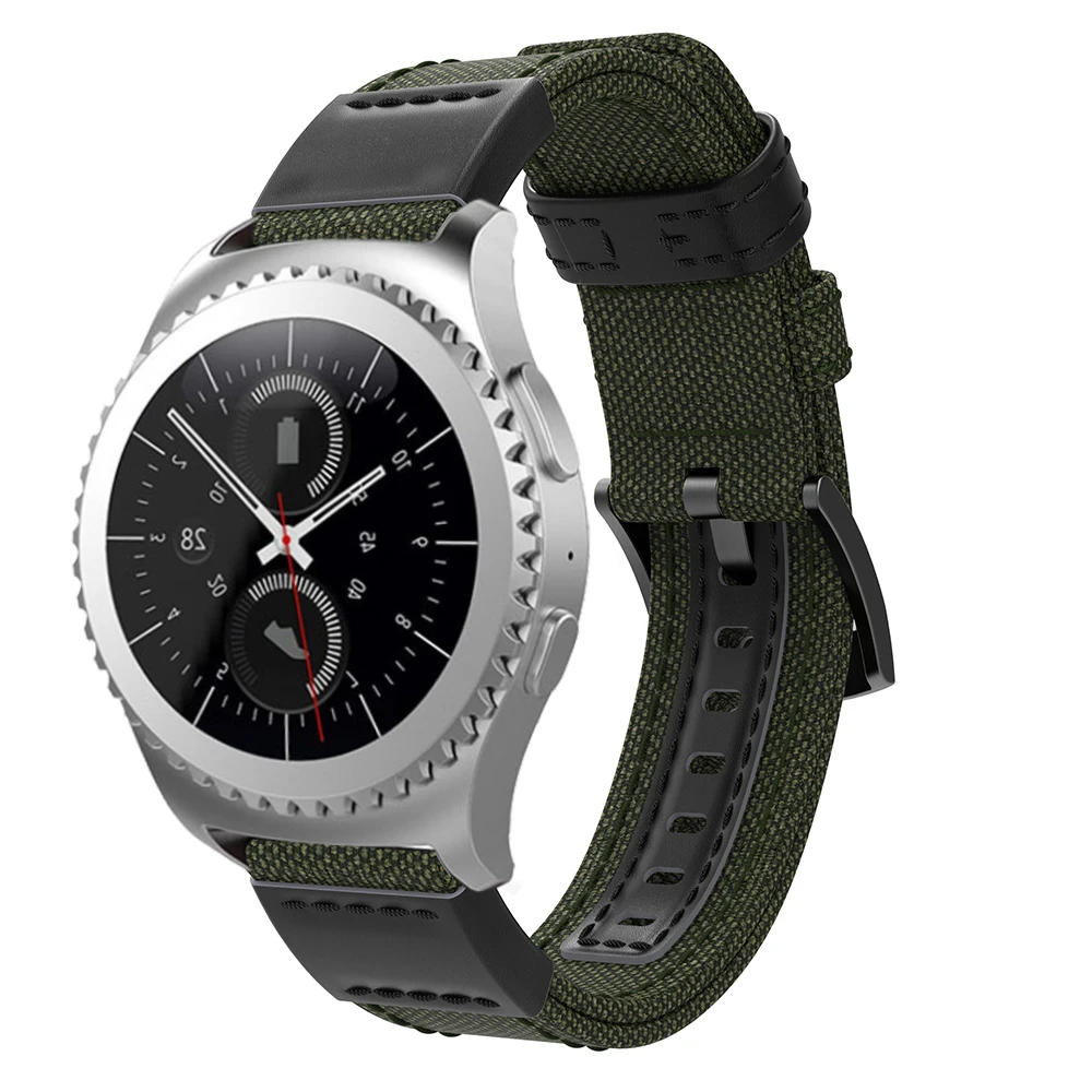 20 мм 22 Холщовый кожаный ремешок для samsung gear S2/Galaxy Active S3/Galaxy Watch 46 ремешок|Ремешки