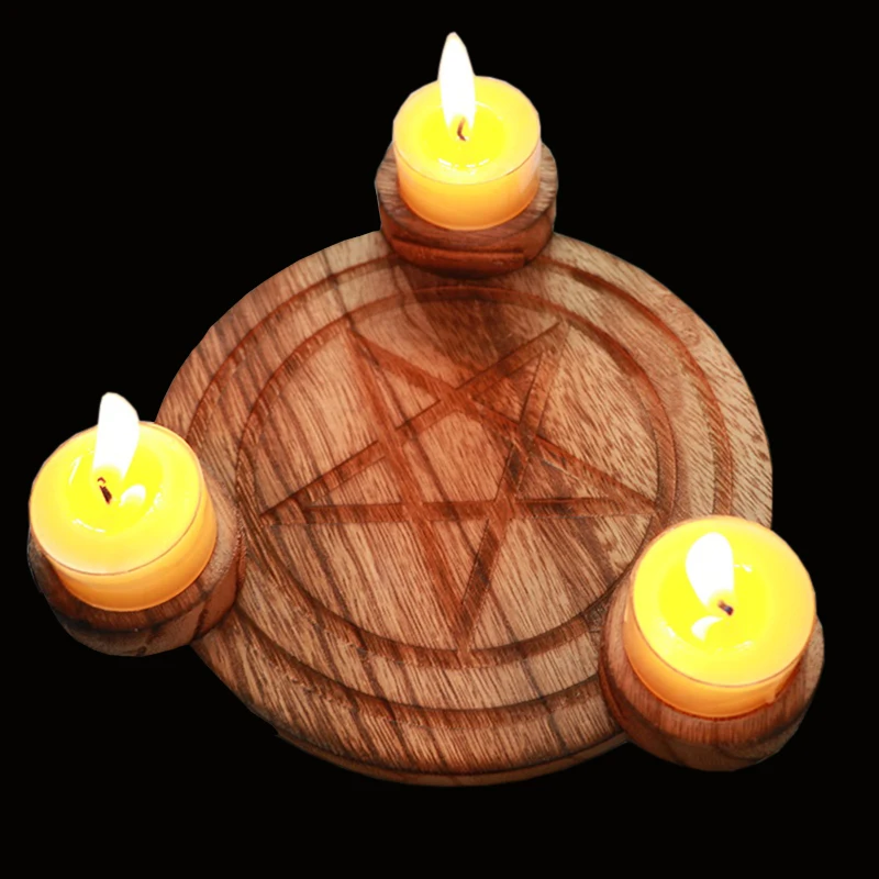 

Астрологическая пентаграмма, Деревянные Подсвечники, зеркальная Pentacle, алтальная тарелка, доска Triquetra, гадания, Wicca для церемонии