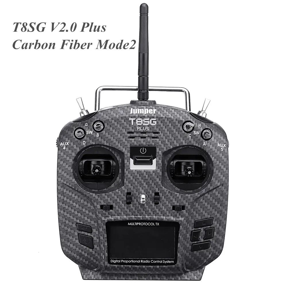Carbon Fiber Mode 2 Jumper T8SG V2.0 Plus Hall Gimbal мультипротокол Расширенный 2," oled-передатчик для моделей Flysky Frsky RC запчасти - Цвет: Carbon Fiber Mode 2