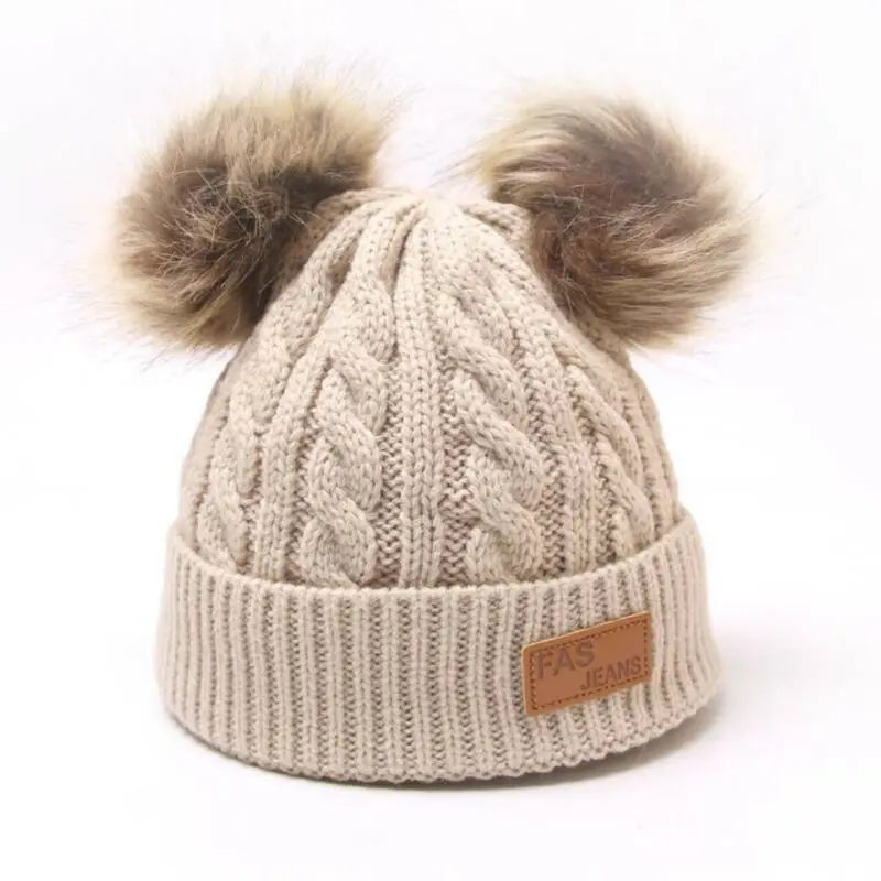 Newborn Kids Baby Boys Girls Fur Pom Hat Winter Warm Knit Bobble Beanie Cap New | Детская одежда и обувь